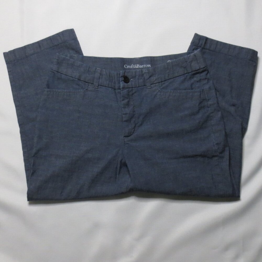 CROFT & BARROW womens CAPRI classic fit BLUE heathered CAREER summer  SIZE 10
